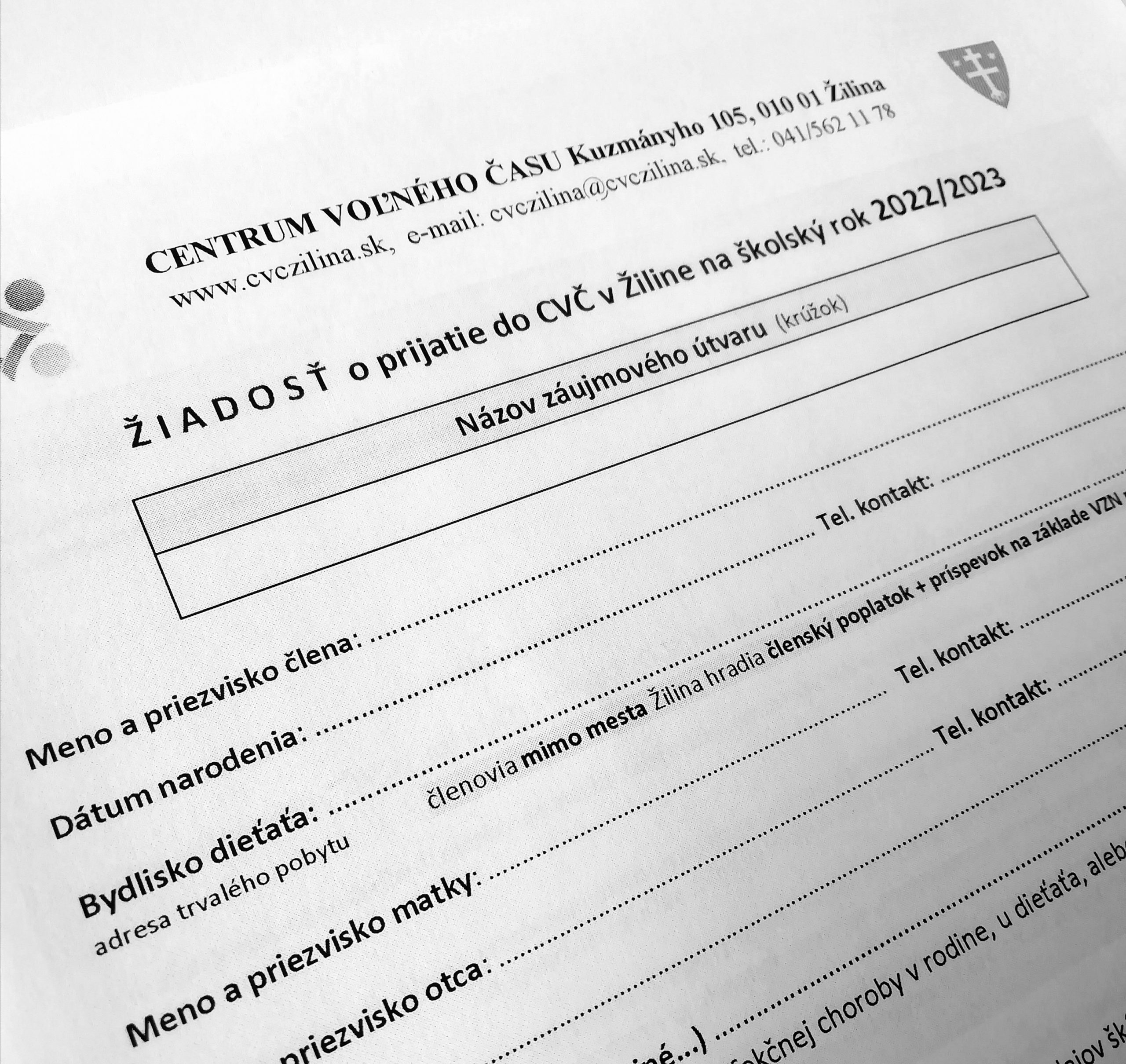 Prihláška školský rok 2022/2023