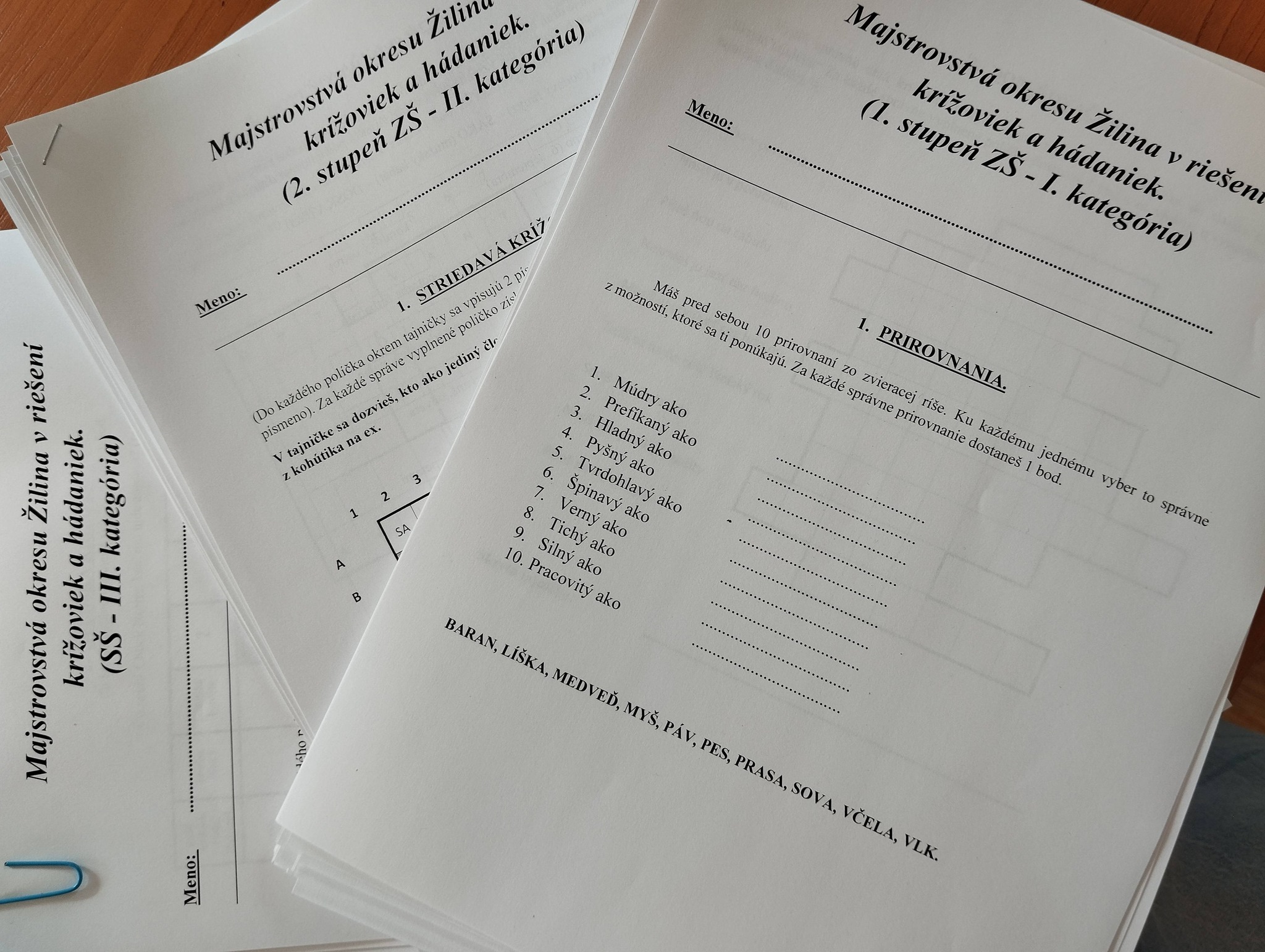 2. ročník Súťaže o majstra/majsterku okresu v krížovkách a hádankách